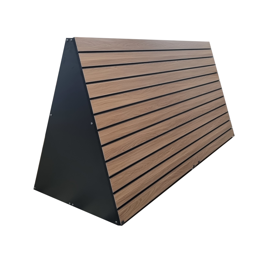 Freestanding Slatwall A Frame Gondola, Dark Walnut With Black Inserts