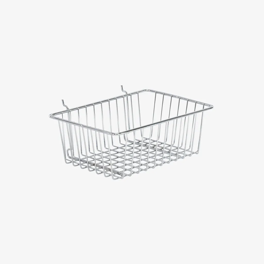 Chrome Slatwall – Pegboard Basket 300 X 200 X 100mm