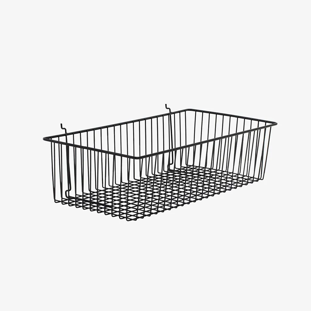 Black Slatwall – Pegboard Basket 600 x 300 x 150mm