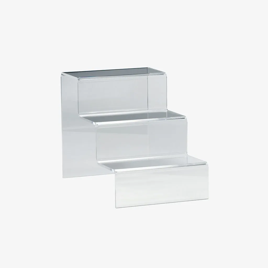 Acrylic shelf 3 tier riser counter display 300mm