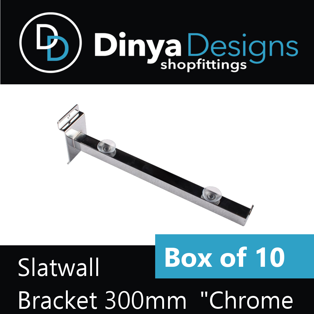 Slatwall chrome straight display arm/bracket box of 10