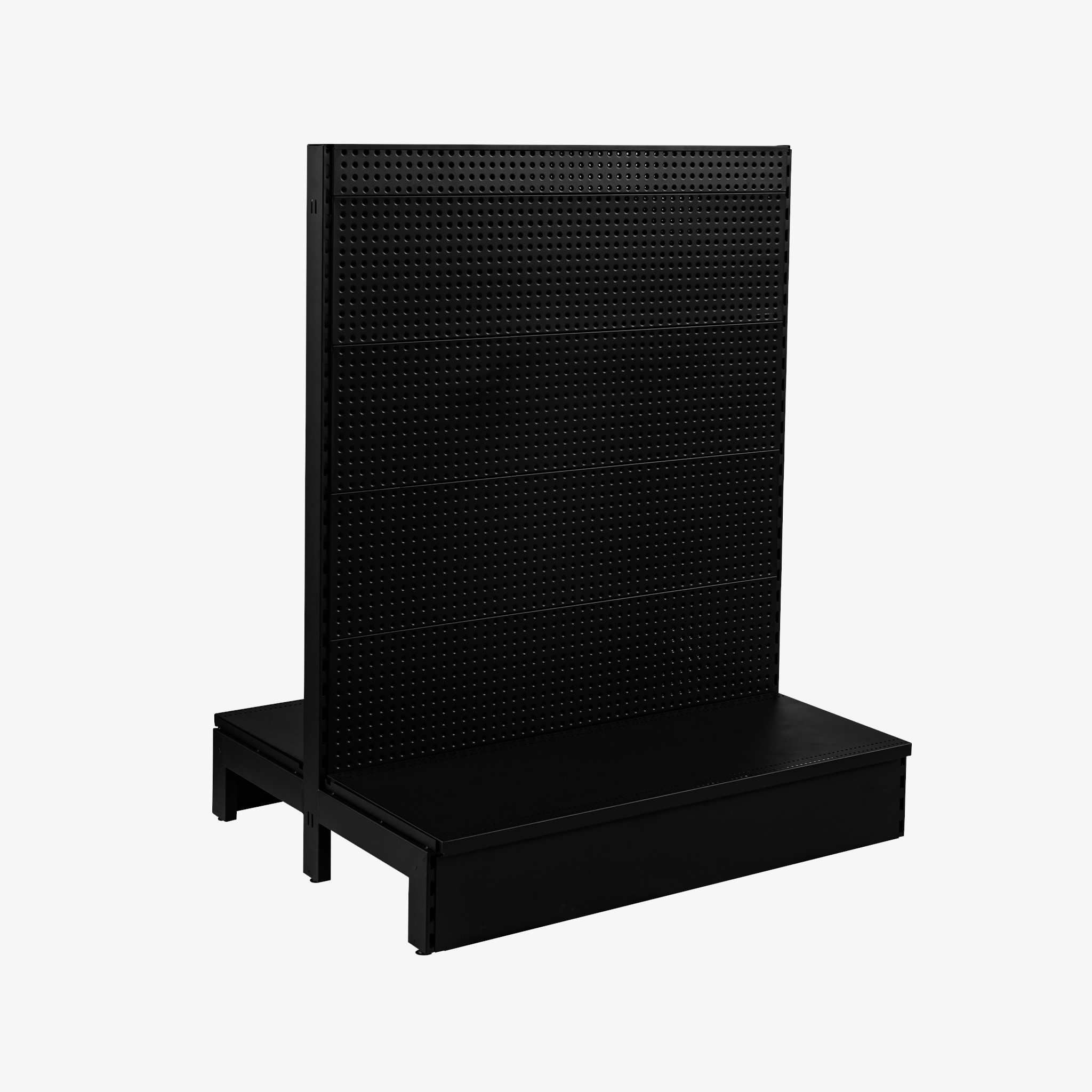 Black Double Sided Volcano Pegboard Gondola Shelving – 1200mm Wide Modules