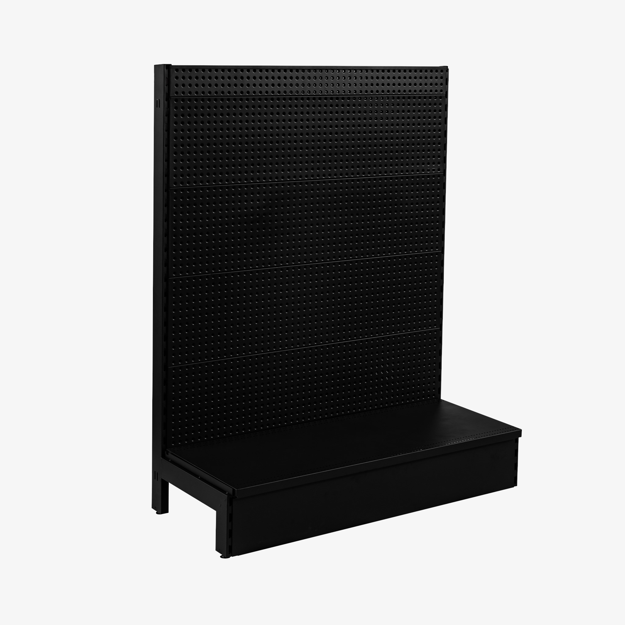 Black Single Sided Volcano Pegboard Gondola Shelving - 1200mm Wide Modules
