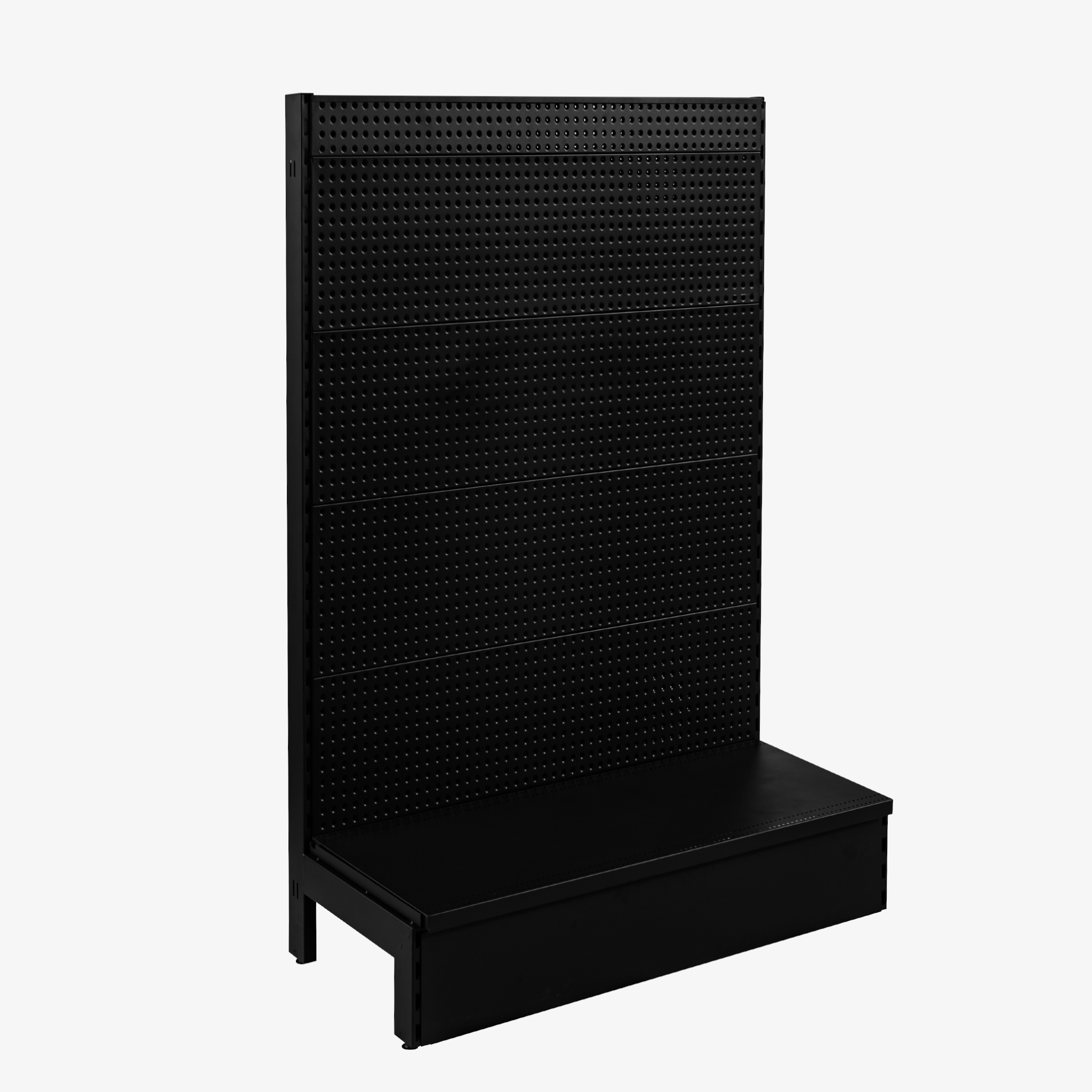 Black Single Sided Volcano Pegboard Gondola Shelving – 900mm Wide Modules