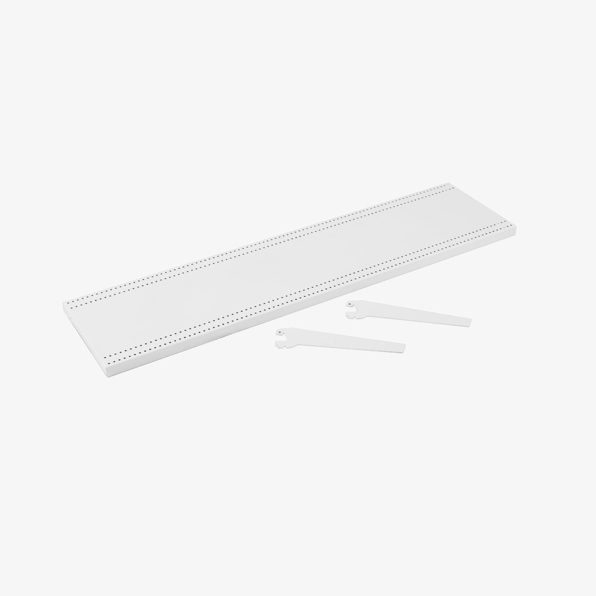 White Metal Gondola Shelf with Angle Adjustable Brackets, 1200mm x 300mm