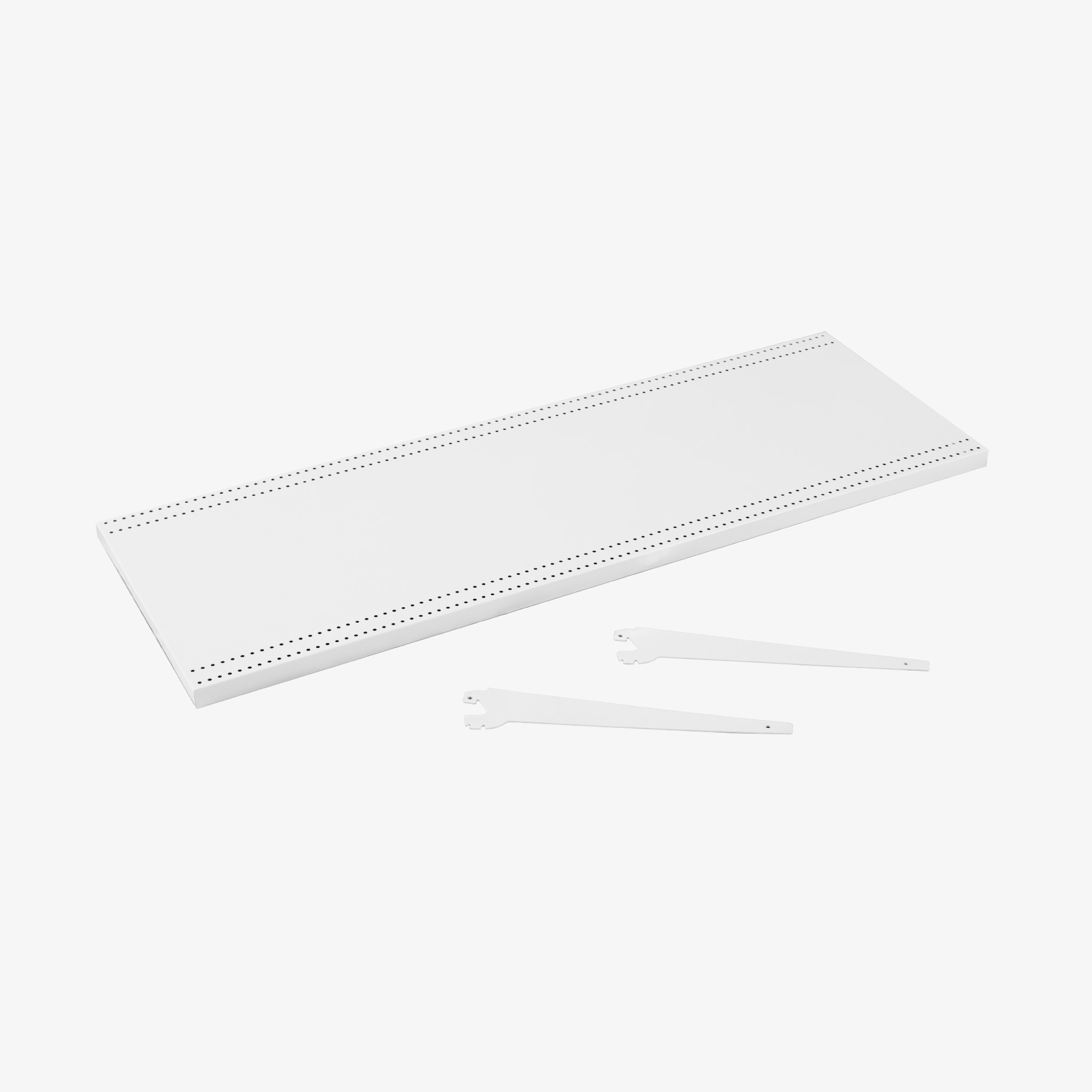 White Metal Gondola Shelf with Angle Adjustable Brackets, 1200mm x 400mm