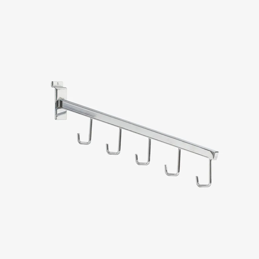 Slatwall Handbag Chrome Angled Arm with 5 hooks