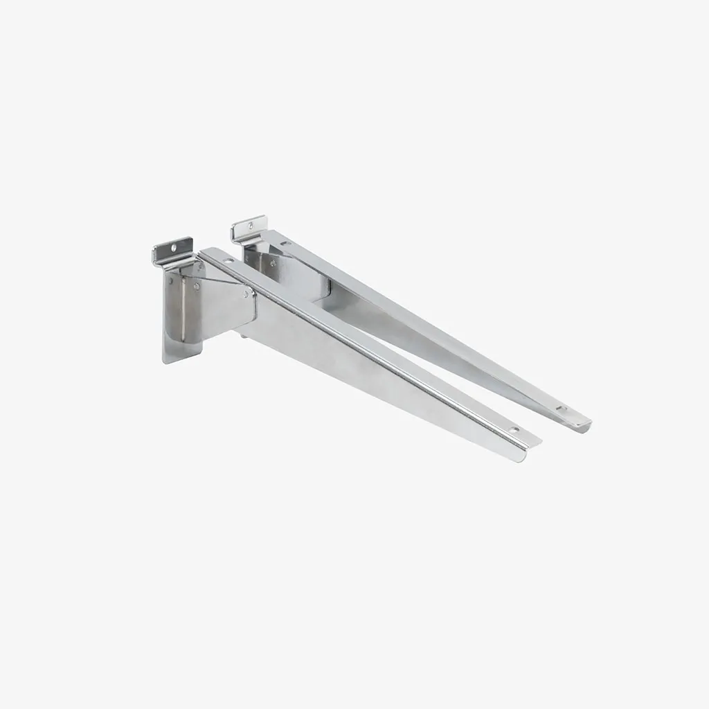 Slatwall Chrome Adjustable Bracket Pair 300mm