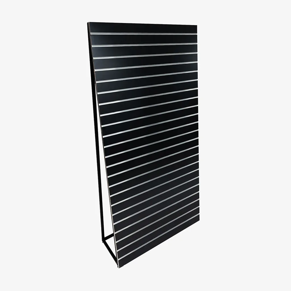Free standing angled slatwall frame