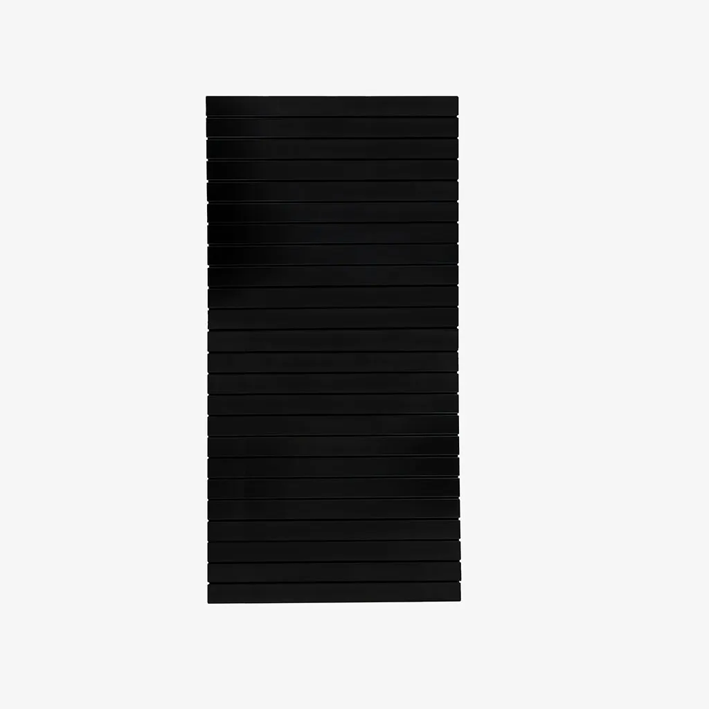 Black matte portrait slatwall with black aluminium inserts