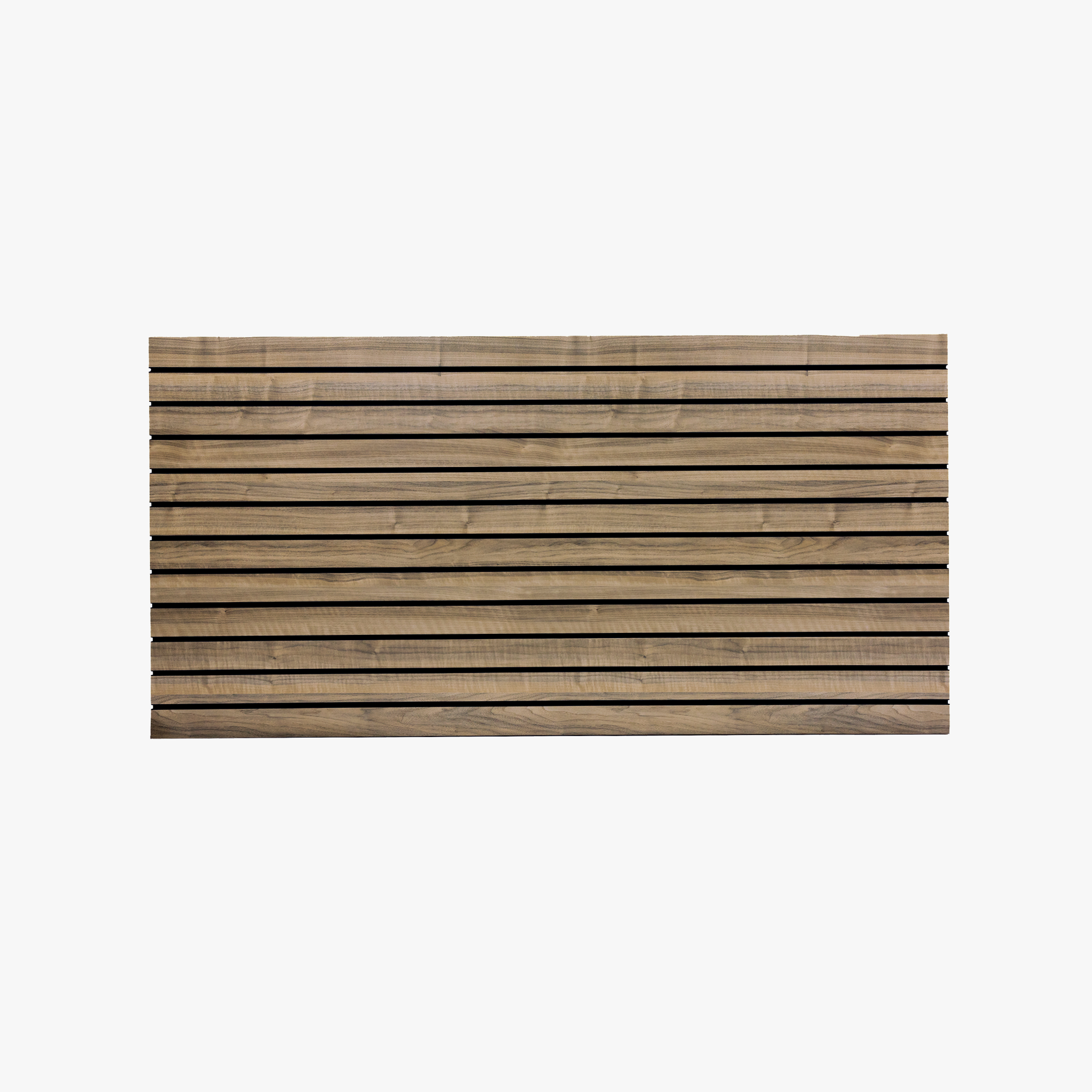 Walnut Landscape Horizontal Slatwall with Black Aluminium Inserts