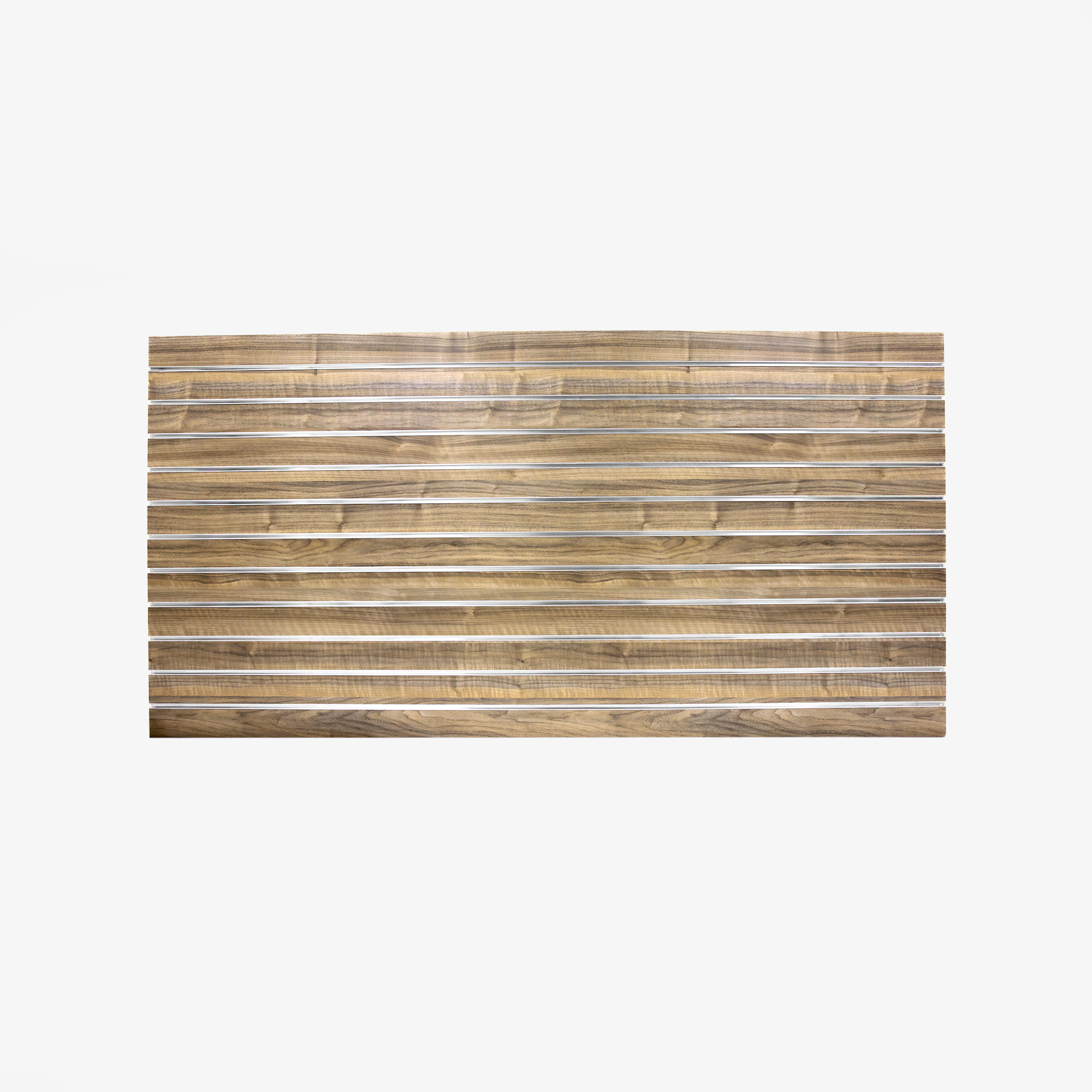 Walnut Landscape Horizontal Slatwall with Silver Inserts