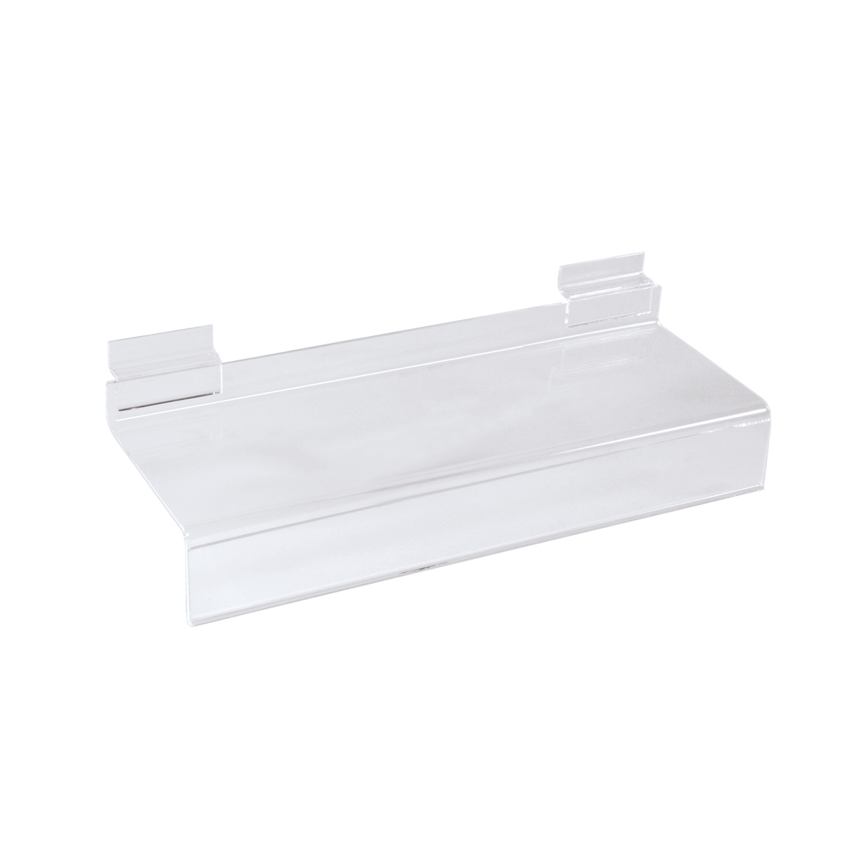Slatwall large acrylic shoe shelf with ticket holder