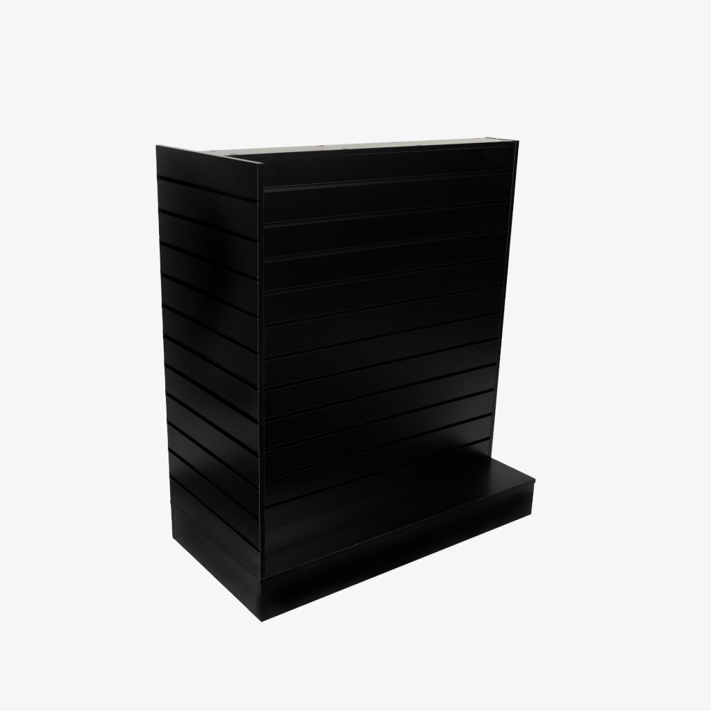 Black Double Sided End Bay Slatwall Gondola With Black Inserts.