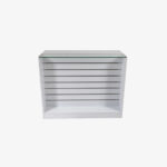 White Retail Counter with Slatwall Face and Glass Top, 1200mm