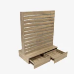 Test for Video - Walnut Double Sided Center Bay Slatwall Gondola with Silver Inserts and Drawers (Copy)